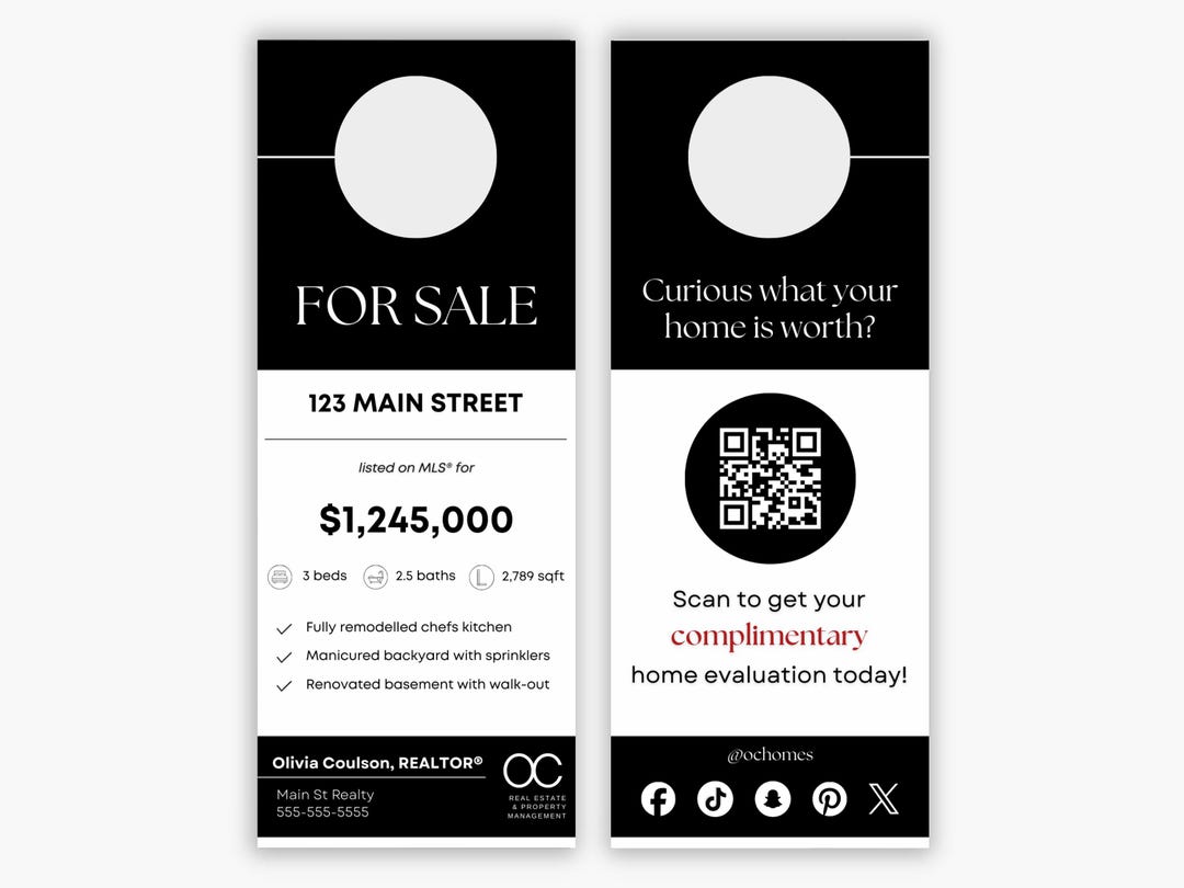 Real Estate Door Hanger Template | Realtor Marketing (digital Canva ...