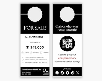 Real Estate Door Hanger Template | Realtor Marketing (Digital Canva Template)
