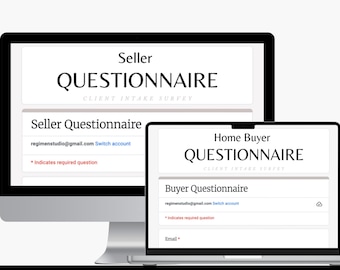 Real Estate Client Intake Forms, Seller Home Buyer Questionnaires (Digital Downloads)
