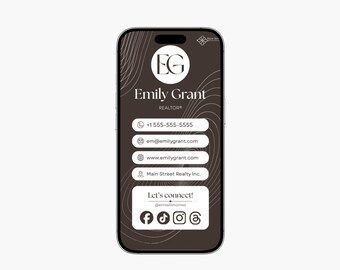 Digital Business Card Template | Modern Real Estate Agent Branding (Canva, Digital Download) | Espresso Brown