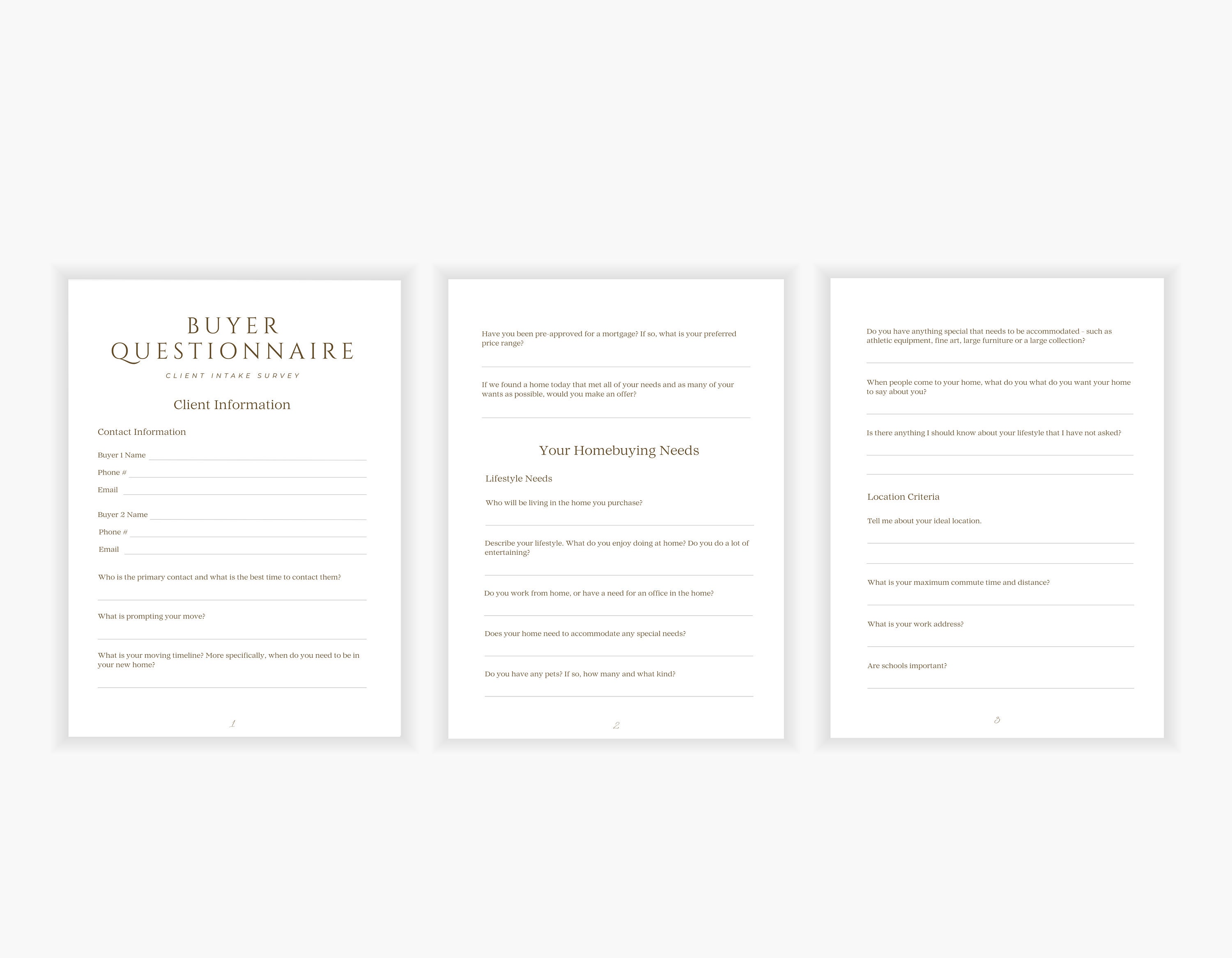 Real Estate Client Intake Questionnaire Bundle, Canva Template (digital ...