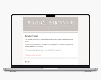 Real Estate Home Buyer Questionnaire, Client Intake Google Forms Template (Digital Download)