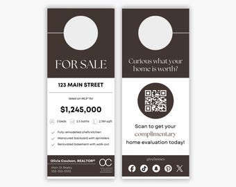 Real Estate Door Hanger Template | Realtor Marketing (Digital Canva Template)