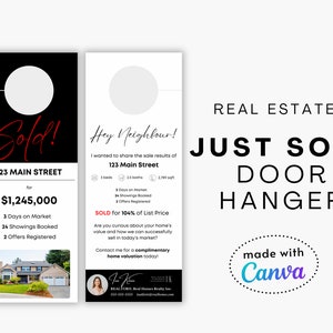 Accroche-porte Vendu pour agent immobilier | Agriculture de quartier | postale personnalisable de nouvel agent | Modèle de toile numérique