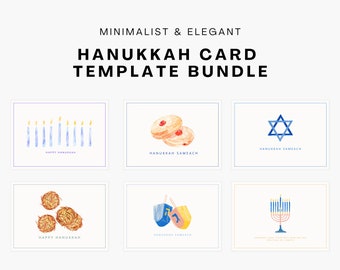 Hanukkah Holiday Card 6 Pack Bundle | Client, Family & Friends Holiday Print Marketing Card Personal Branding Logo Minimal Modern Chanukkah