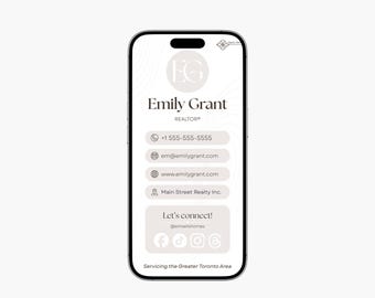 Beige Digital Business Card Template | Modern Real Estate Agent Branding (Canva, Digital Download)