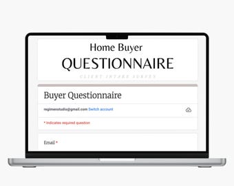 Real Estate Home Buyer Questionnaire, Client Intake Google Forms Template (Digital Download)