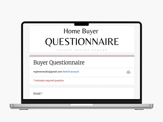 Real Estate Home Buyer Questionnaire, Client Intake Google Forms Template (Digital Download)