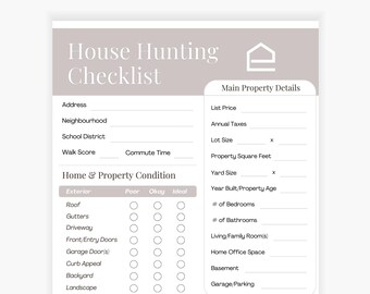 Real Estate Buyer Checklist, Printable Client Worksheet (Canva Template)