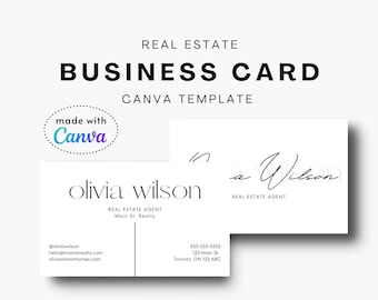 Elegant Real Estate Business Card Template | Modern Realtor Branding (Canva, Digital Download)