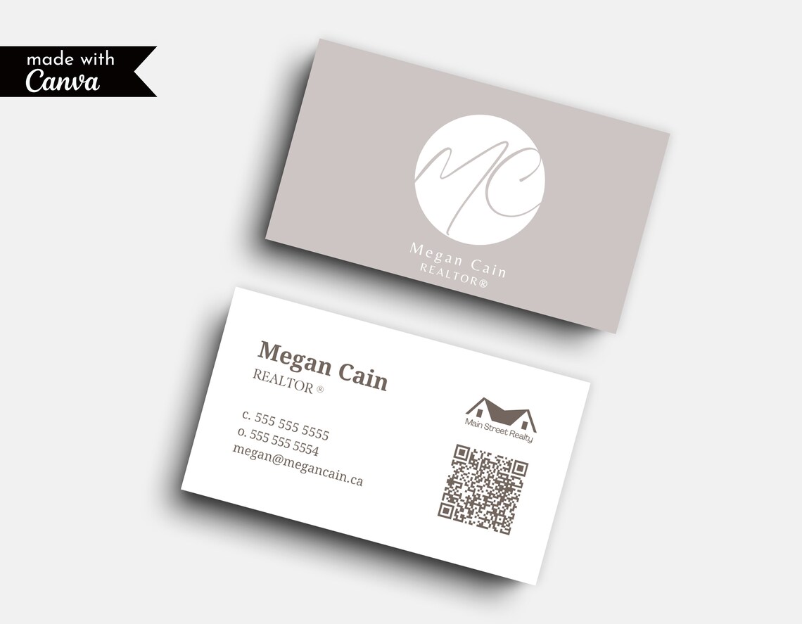 Modern Real Estate Agent Business Card Template | Neutral Design (canva ...