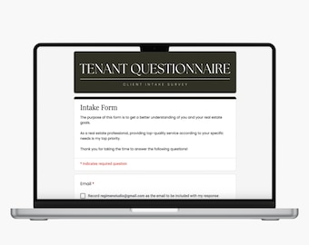 Tenant Questionnaire Template: Google Forms, Real Estate Client Intake (Digital Download)