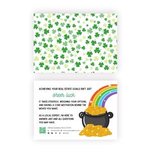 Vykort för mäklare i anledning av St Patricks Day-dekorationer för dörrknackning, fastighetsmäklare i St Patricks Day, mall för utskick, anpassningsbar (Canva)