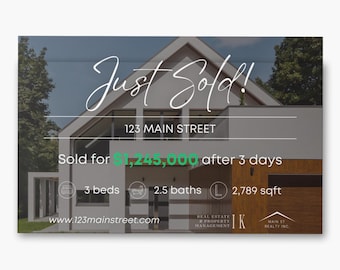 Just Sold Postcard Template | Real Estate Agent Marketing (Digital Canva Template)
