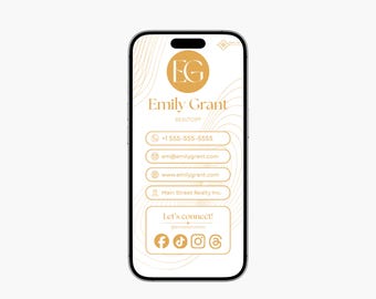 Orange Digital Business Card Template | Modern Real Estate Agent Branding (Canva, Digital Download)