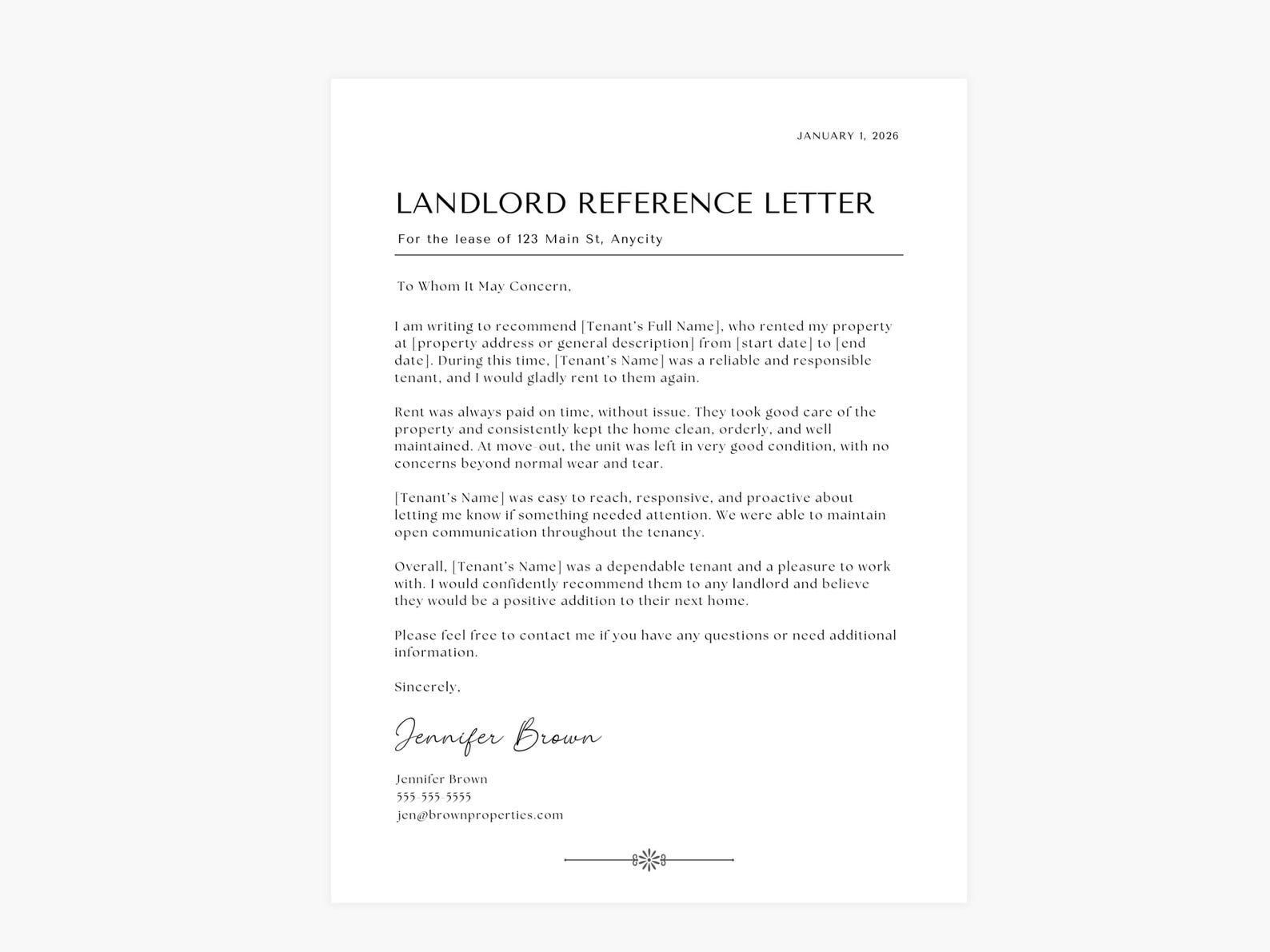 Basic Reference Letter For Renters Landlord Reference Letter for Tenant | Canva Real Estate Template ...