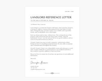 Landlord Reference Letter for Tenant | Canva Real Estate Template | Rentals, Landlords, Property Management