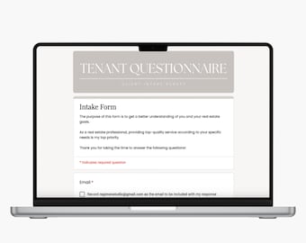 Tenant Questionnaire Template: Google Forms, Real Estate Client Intake (Digital Download)