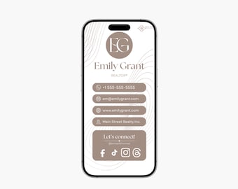 Digital Business Card Template | Modern Real Estate Agent Branding (Canva, Digital Download) | Mocha Brown
