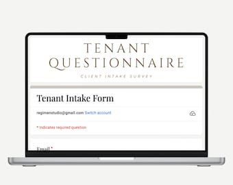 Tenant Questionnaire Template: Google Forms, Real Estate Client Intake (Digital Download)