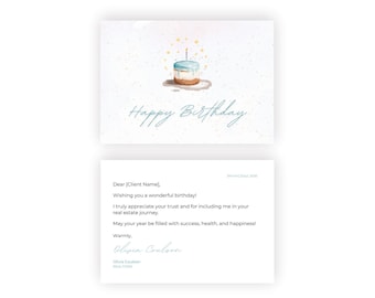 Real Estate Happy Birthday Card for Clients, Neighborhood Farming Editable Template Realtor Printable Customizable Canva Digital Download