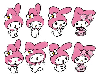 Melody svg, Kawaii kitty svg bundle, S-nrio svg, Kawaii birthday svg