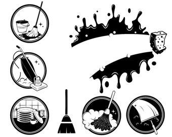 cleaning service svg bundle, cleaning tools svg, cleaning equipment svg, housekeeping svg