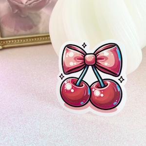 Cherries with a Bow Sticker