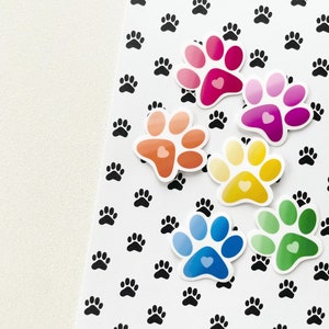 Colorful Cat or Dog Paw Print Stickers