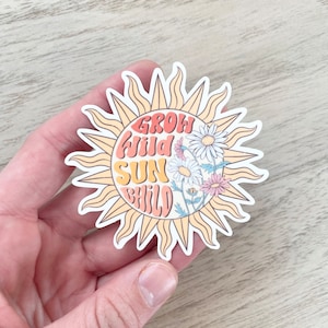 Crecer sol salvaje niño girasol Pegatina