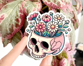 Skull with Florals Sticker