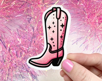 Pink Cowgirl Boot Sticker
