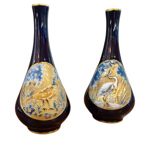 Pair of vintage Limoges porcelain vases signed Camille Tharaud