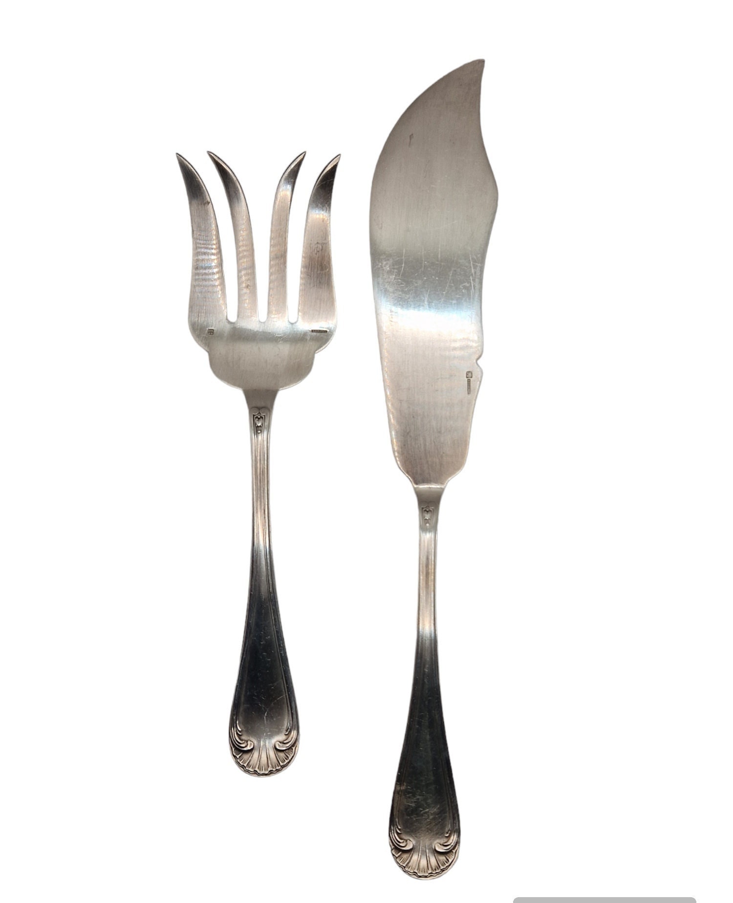 COUVERTS À POISSON DEETJEN Métal Argenté /silver Metal Fish Cutlery EUR