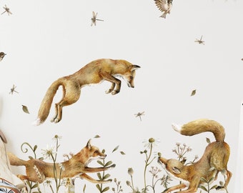 Watercolor Fox Wall Decals: Woodland Nursery Decor