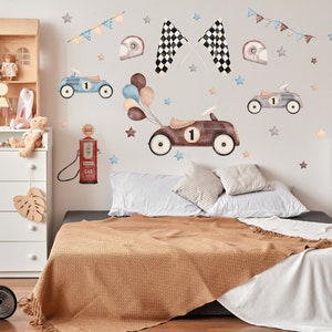 レトロな車の壁用デカール - 男の子の部屋の装飾 - 乗り物の壁用デカール