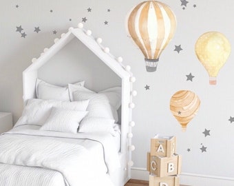 Watercolor Hot Air Balloon Wall Decals: Boho Nursery Decor