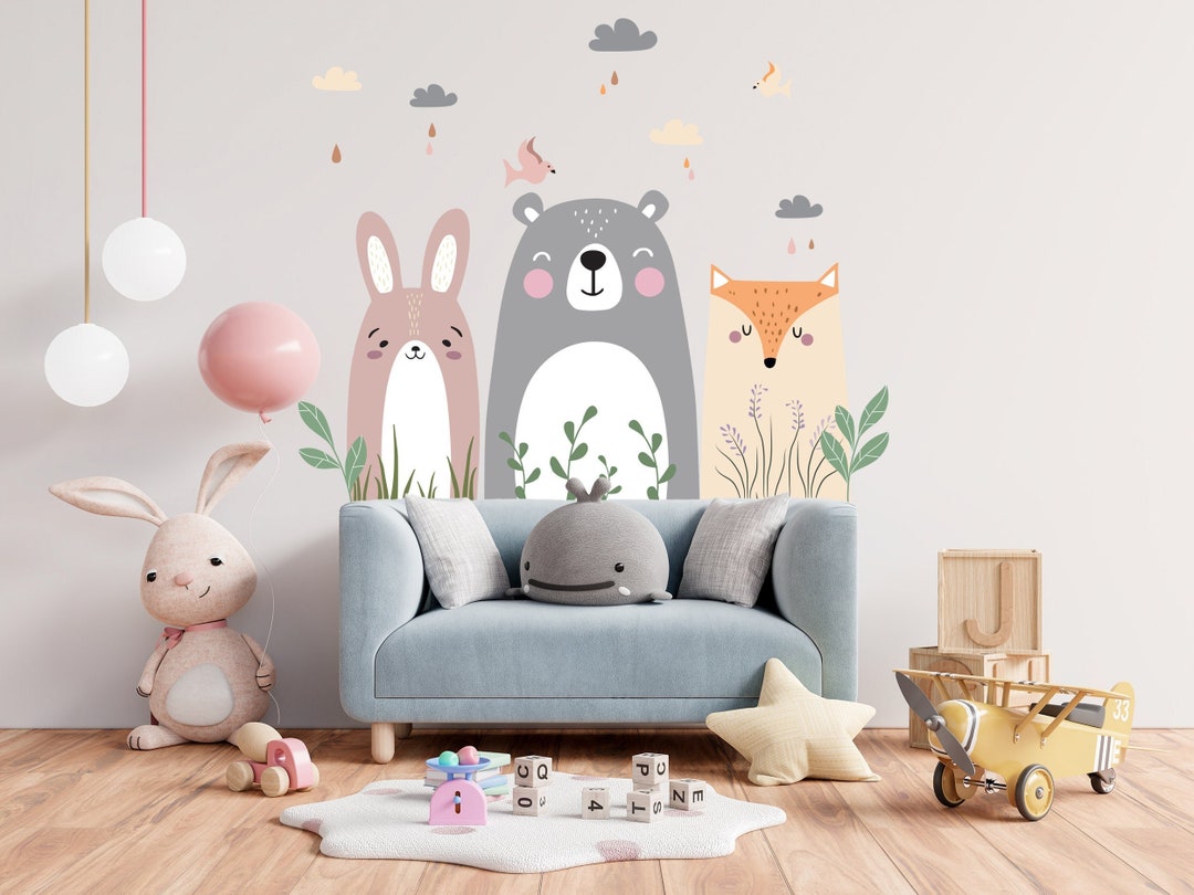 Woodland Animals Wall Decal: Forest Friends Nursery Decor - Etsy