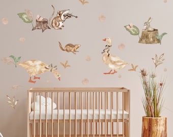 Watercolor Geese Wall Decal: Forest Animals Nursery Decor