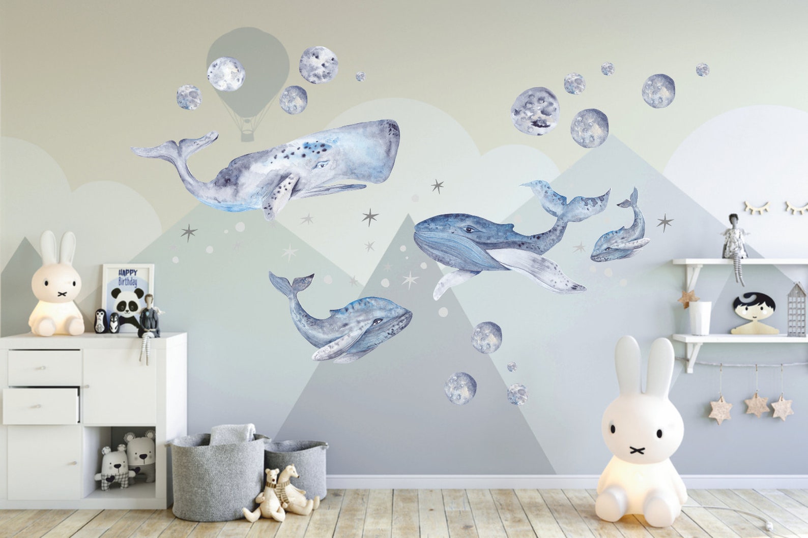 Ocean Wall Decals Watercolour Whales Wall Decal Whales in Etsy