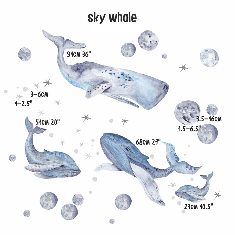 Ocean Wall Decals Watercolour Whales Wall Decal Whales in Etsy