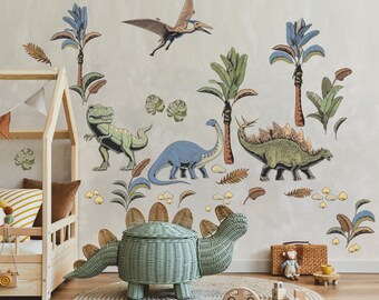 Watercolor Dinosaur Wall Decals: Dino Nursery Decor