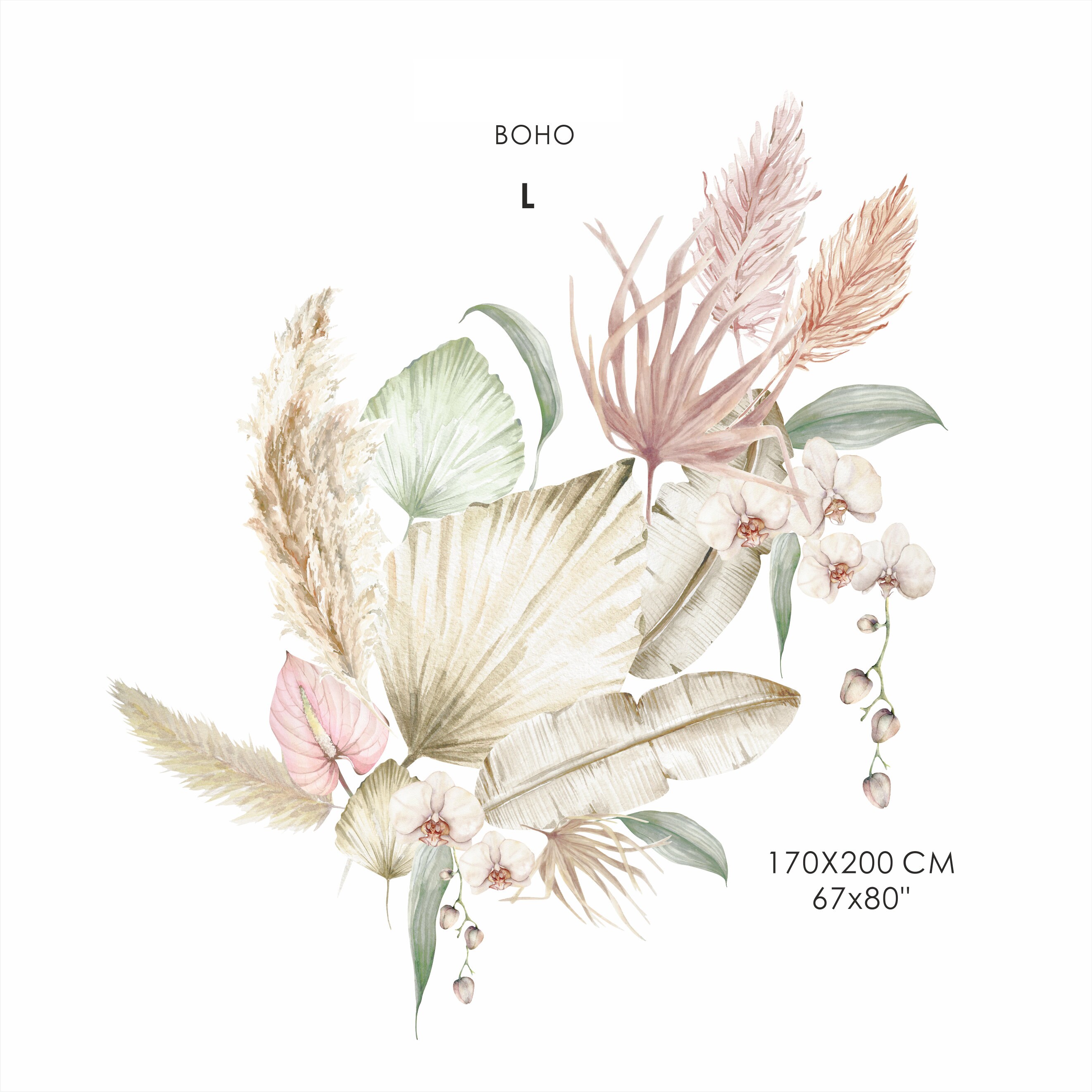 Boho Leaves Wall Decals Boho Nursery Decor Tropical Leaf Etsy