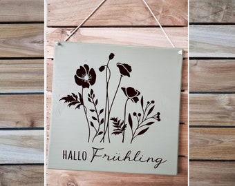 HALLO Frühling oder Familie... - Vintage Shabby Holzschild, verschiedene Farben
