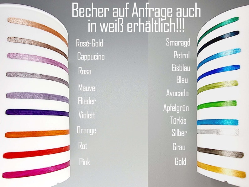 Spülmaschinenfest kein Aufkleber Personalisierter Becher 400ml, mit oder ohne Deckel 19 Farben zur Auswahl Bild 9