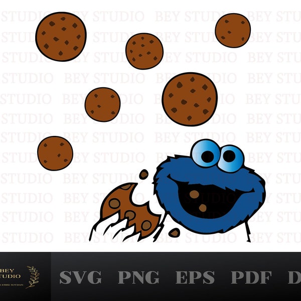 Blue Monster & Monster Cookie SVG, Quality designs for printing svg, dxf, png, vector, digital download, cricut Svg, Pdf, Eps, Png, Dxf