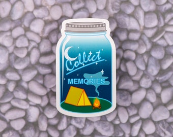 Camping Jar Sticker | Hiking Sticker, Nature Lover Gift, Exploring and Travel Sticker, Water Bottle Vinyl Waterproof Sticker, Laptop Decal
