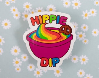 Hippie Dip Sticker: Funny Retro Decal for Laptop, Water Bottle