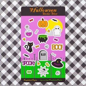 Halloween-Aufkleber Blatt | Pastel Goth Aufkleber, Mini Aufkleber, süße Schreibwaren, Vinyl Aufkleber für Planer/Kalender/Scrapbooking/Journaling