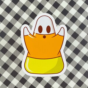 Sticker Candy Corn Ghost | Halloween Spooky Cute Ghost Sticker Kawaii Candy Corn Sticker Summerween Planner Fall Cute Stickers for Laptop